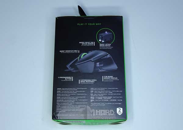 caja Razer Basilisk V2 parte de atras