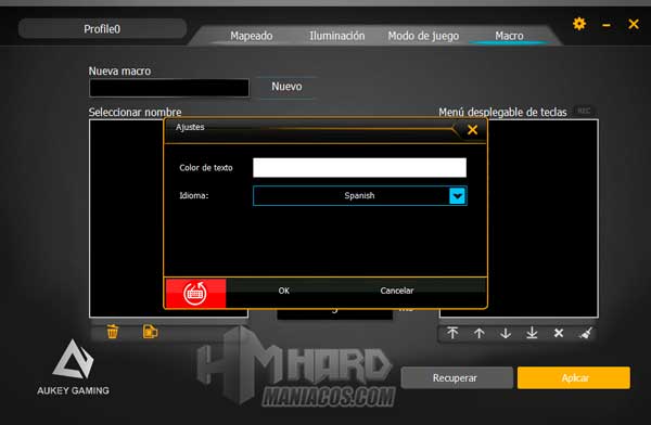 software Aukey KM-G12 Ajustes