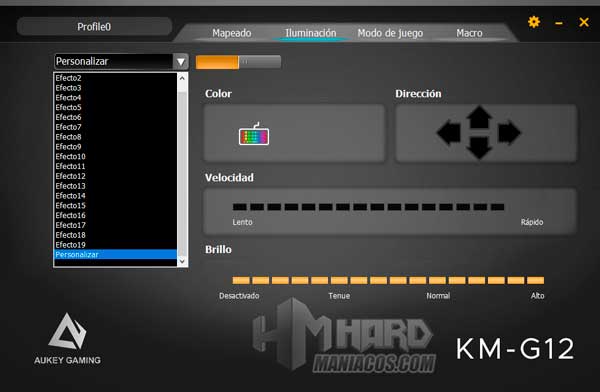 software Aukey KM-G12 Iluminacion