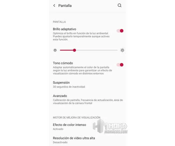 ajustes brillo OnePlus 9