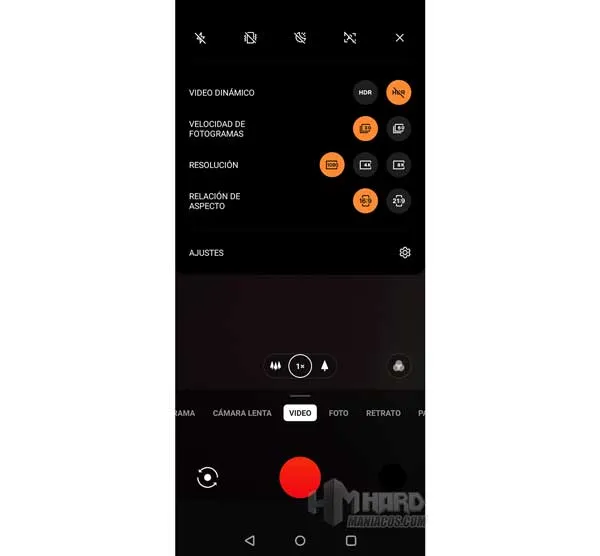 opciones ajustes video OnePlus 9