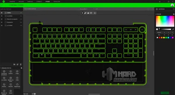Iluminacion Chroma Studio Razer Synapse teclado Razer Huntsman V2 Analogic