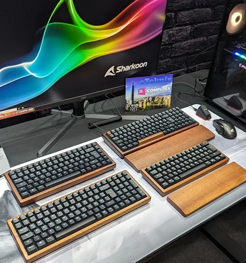 teclados Sharkoon con carcasa de madera en Computex 2024