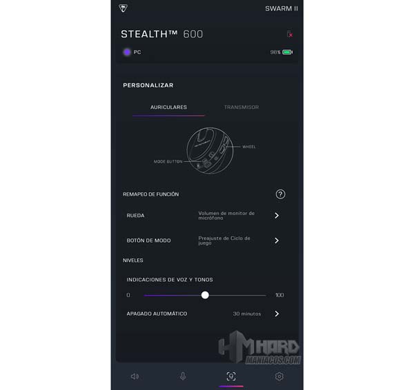 personalizar funciones en app movil auriculares Turtle Beach Stealth 600 Gen 3